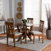 Baxton Studio Elaine-Grey/Walnut-5PC Dining Set Elaine Modern and Contemporary Grey Fabric Upholstered and Walnut Brown Finished Wood 5-Piece Dining Set